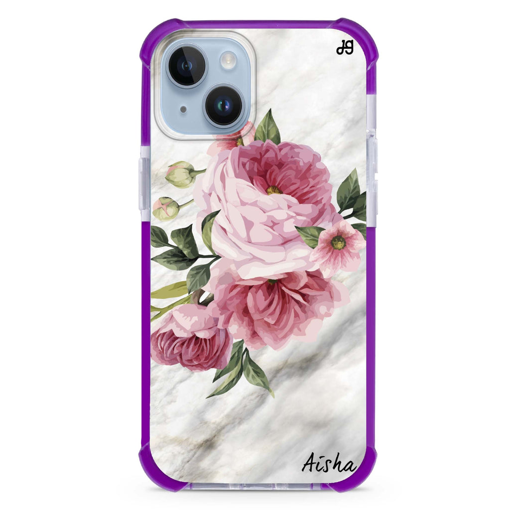 Floral & Marble iPhone 15 Plus Magsafe 兼容超強防摔保護殼