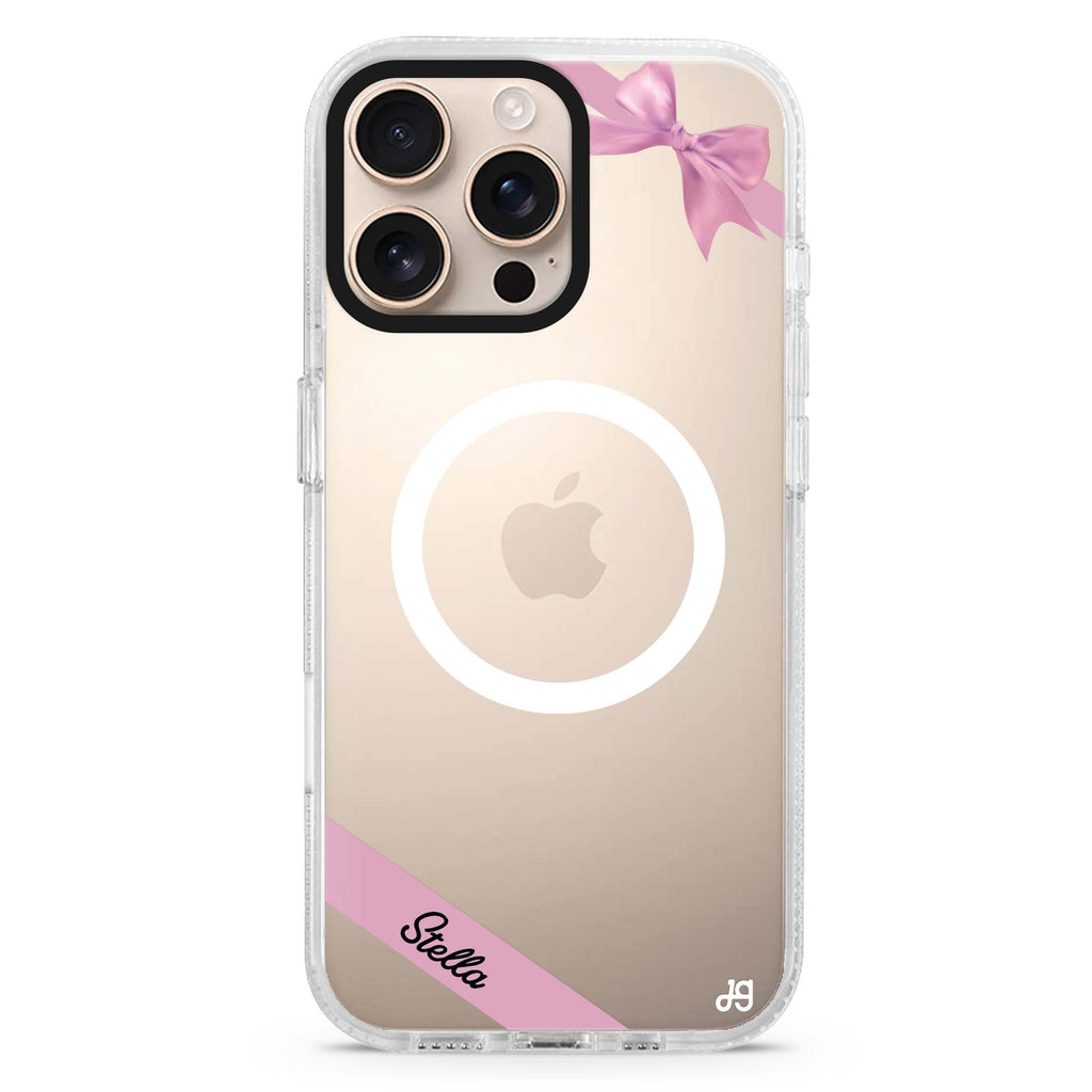 Pink Bow Magsafe 兼容水晶透明保護殼