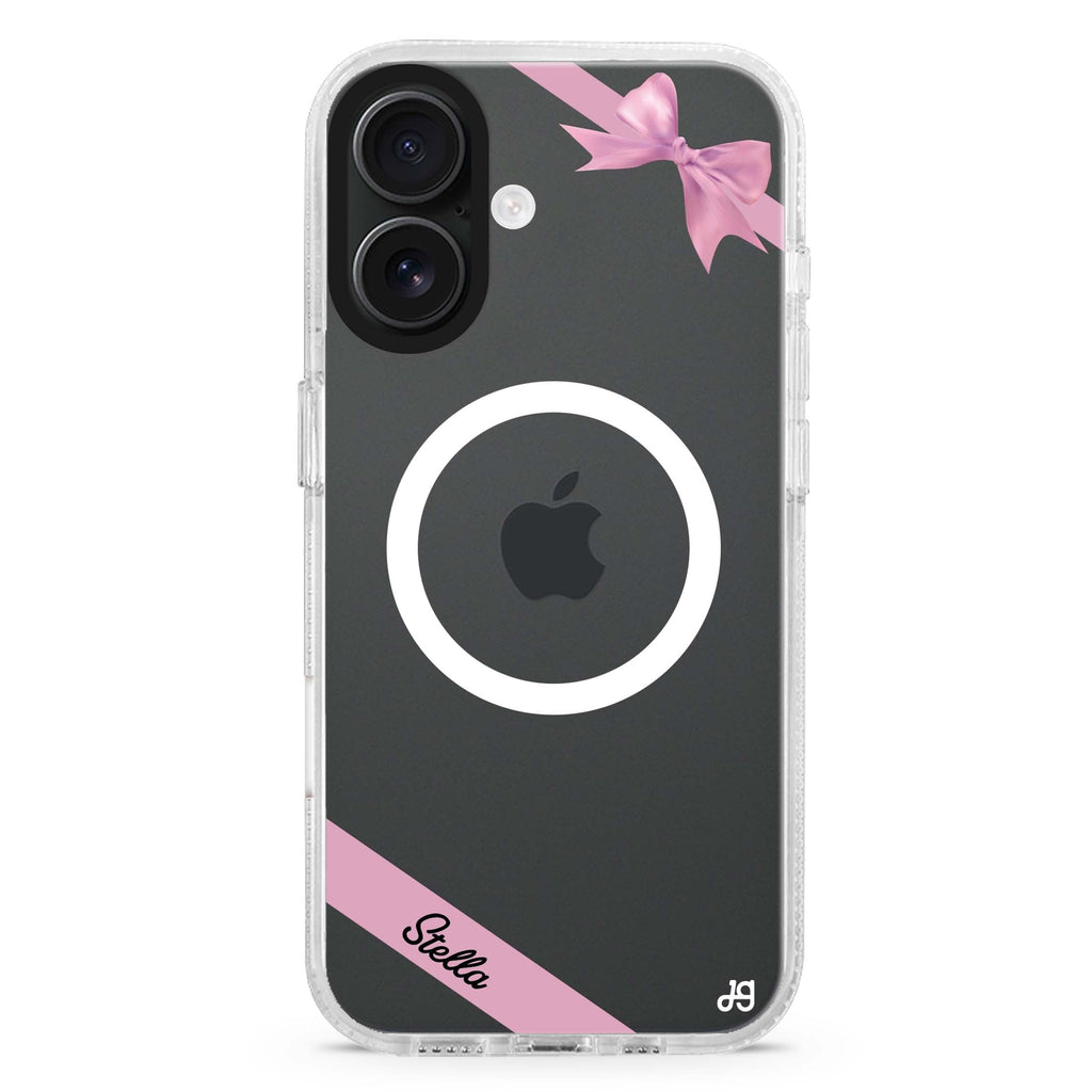 Pink Bow Magsafe 兼容水晶透明保護殼