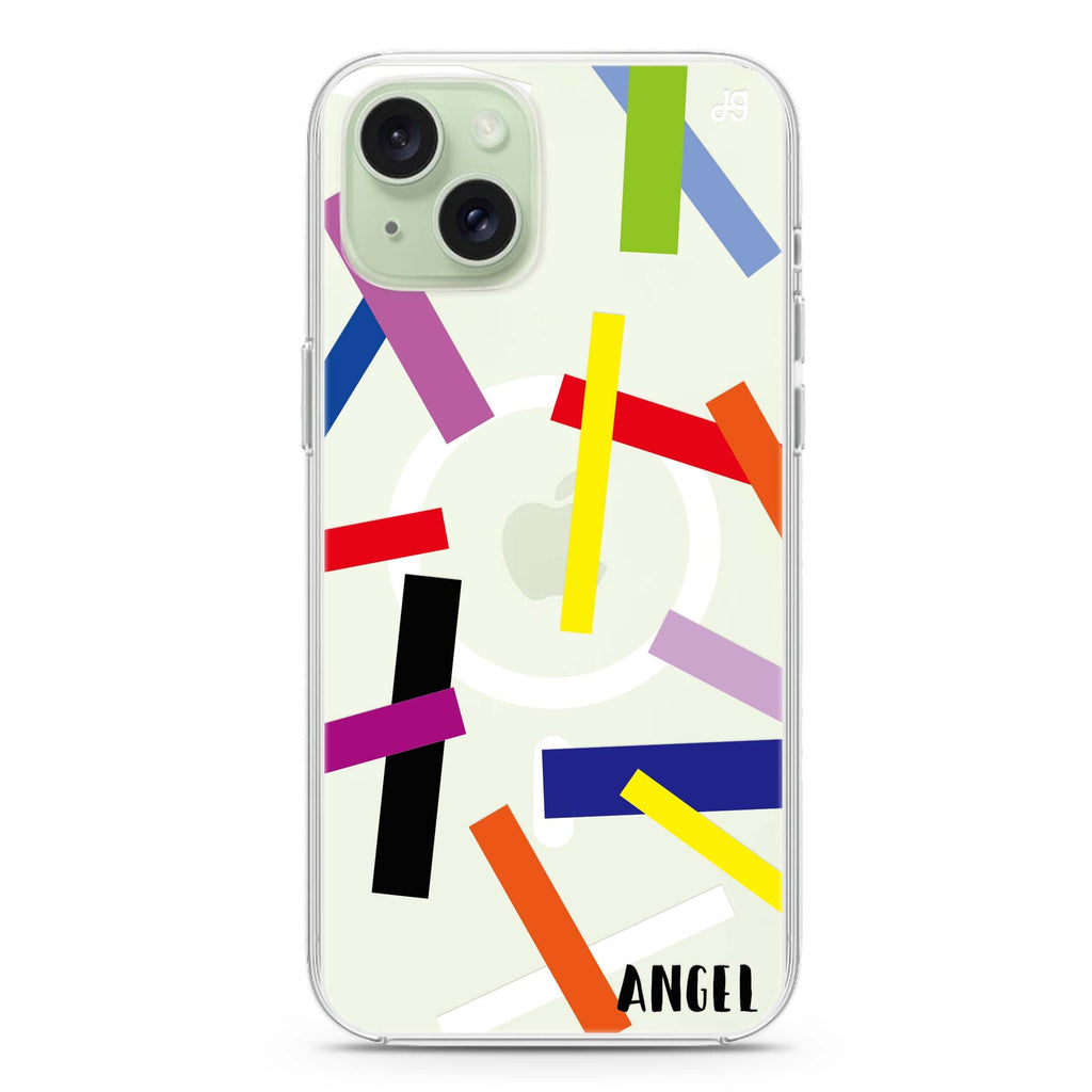 Abstract Art iPhone 15 Plus Magsafe 兼容水晶透明保護殼