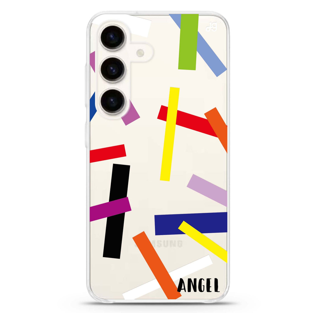 Abstract Art Samsung Galaxy S26/S25/S24 可加名字水晶透明保護殼正面展示
