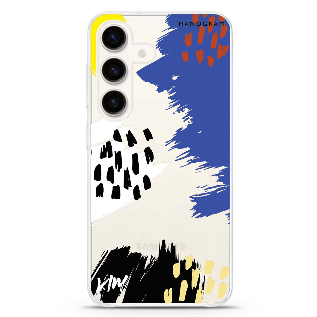 Trendy Abstract I Samsung Galaxy S26/S25/S24 可加名字水晶透明保護殼正面展示