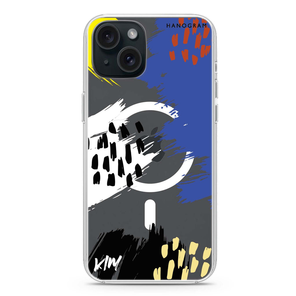 Trendy Abstract I iPhone 15 Magsafe 兼容水晶透明保護殼