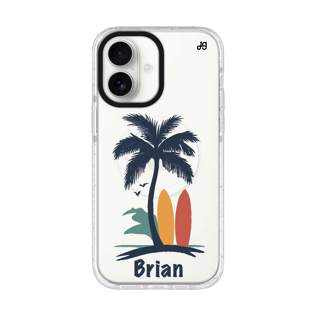 Palm & Board iPhone 17 水晶透明保護殼正面展示
