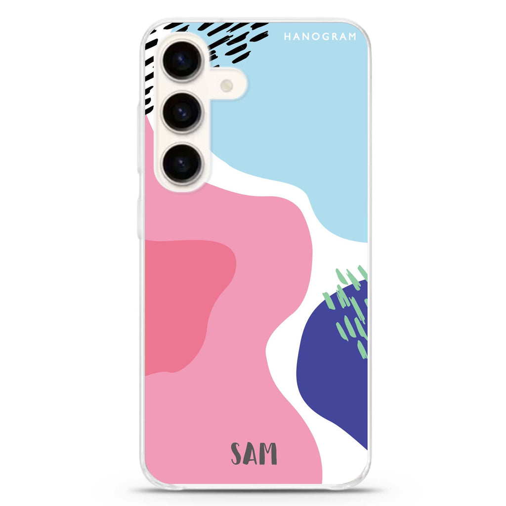 Trendy Abstract II Samsung Galaxy S26/S25/S24 可加名字水晶透明保護殼正面展示