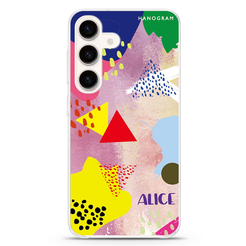Trendy Abstract III Samsung Galaxy S26/S25/S24 可加名字水晶透明保護殼正面展示