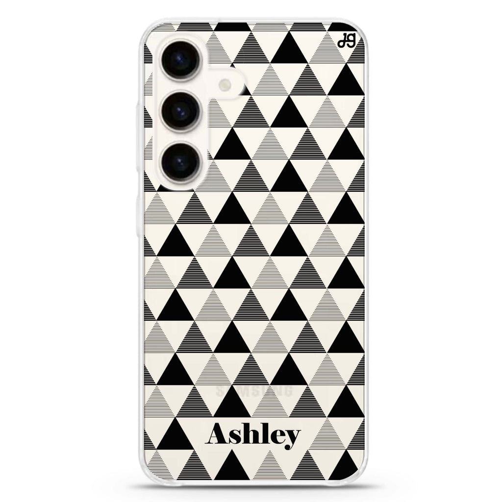 Triangles Seamless Samsung Galaxy S26/S25/S24 可加名字水晶透明保護殼正面展示