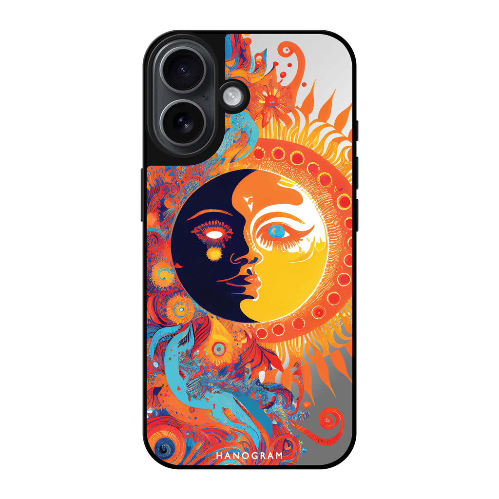 Reflective iPhone 16 Mirror Case –Moon & Sun Design