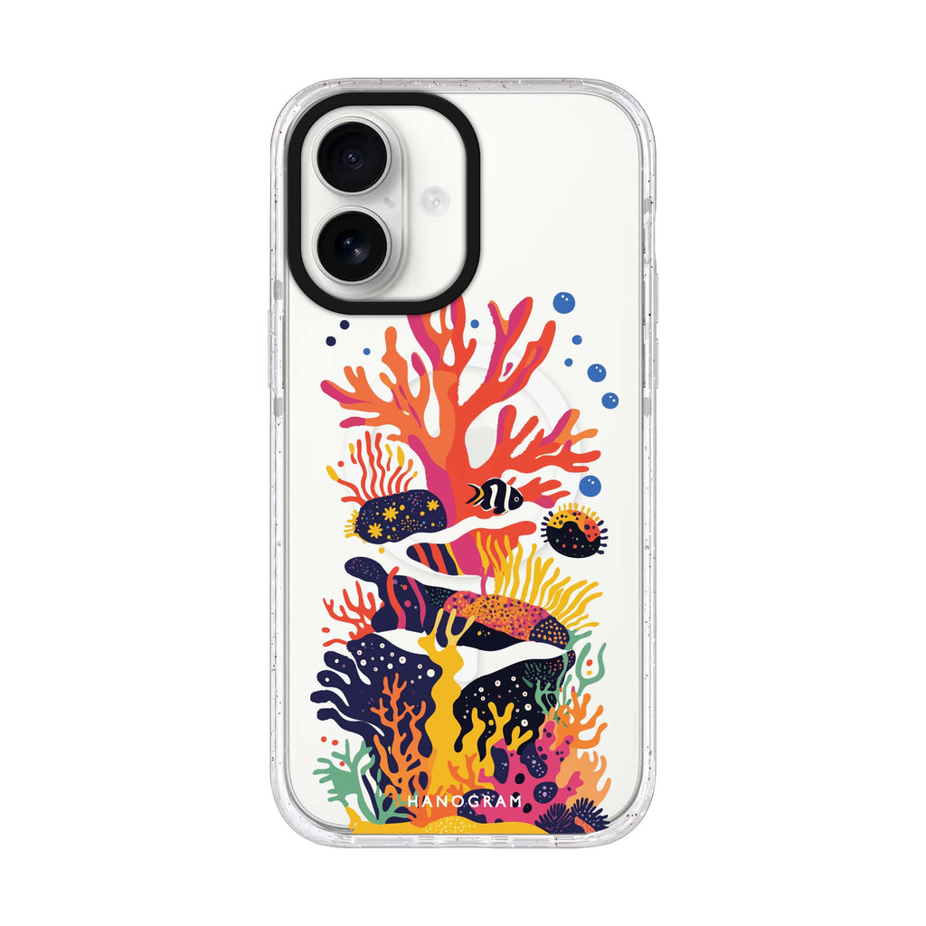 Groovy Reef iPhone 17 水晶透明保護殼正面展示