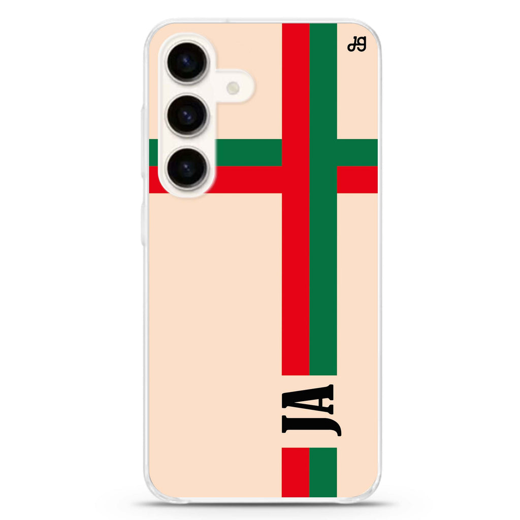 Matching Stripes Samsung Galaxy S26/S25/S24 可加名字水晶透明保護殼正面展示