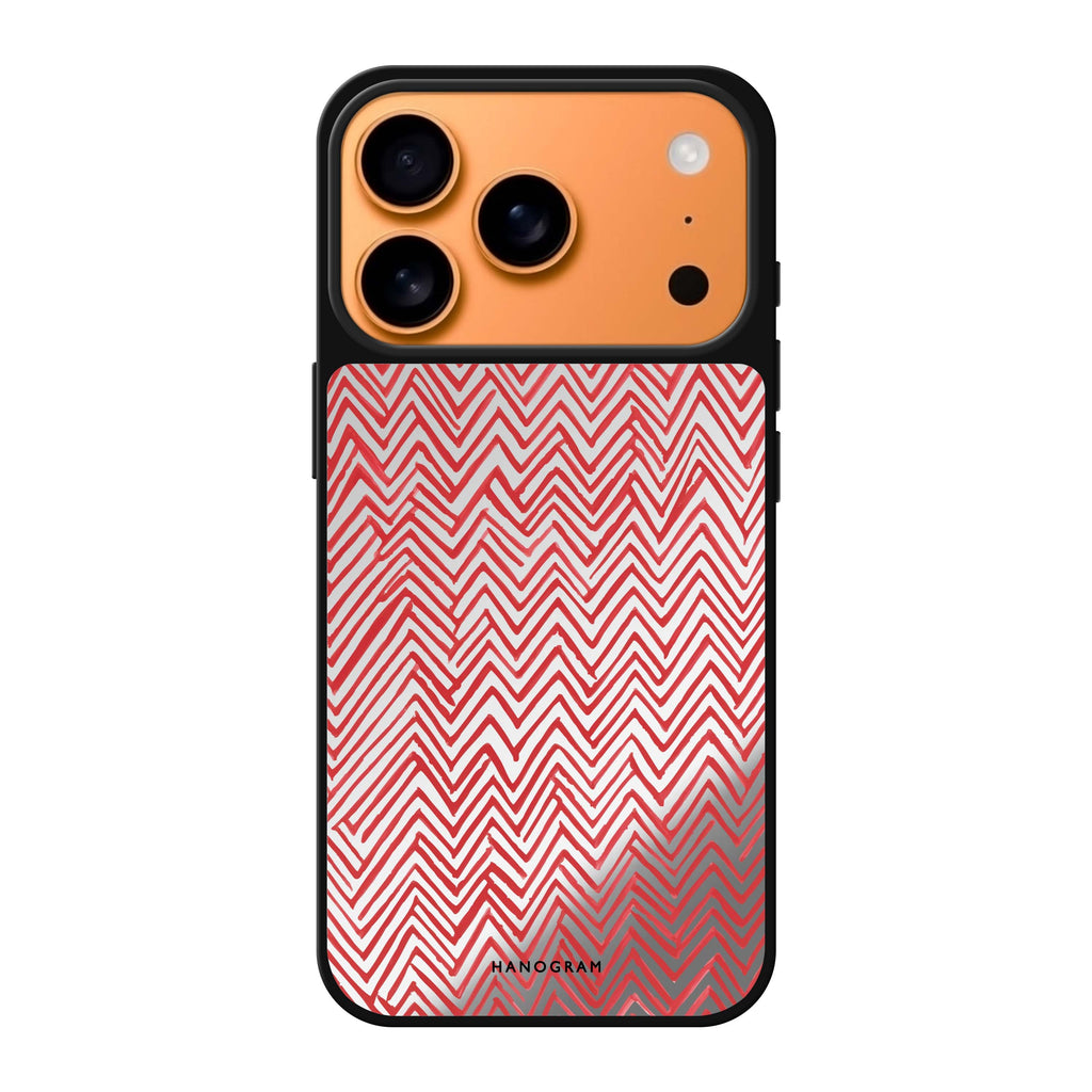 Crimson Currents 紅色抽象藝術 iPhone 17 Pro Max 鏡面手機殼主圖