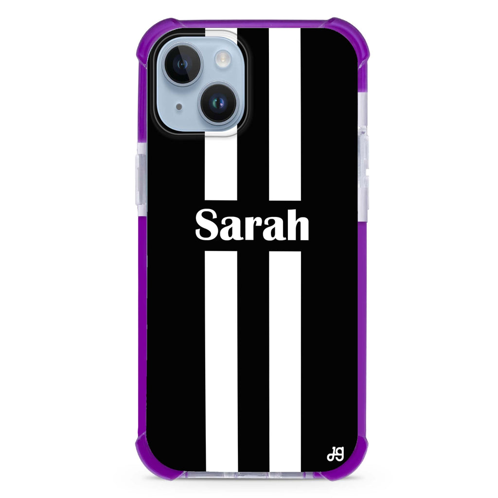 Black and white Stripes iPhone 15 Plus Magsafe 兼容超強防摔保護殼