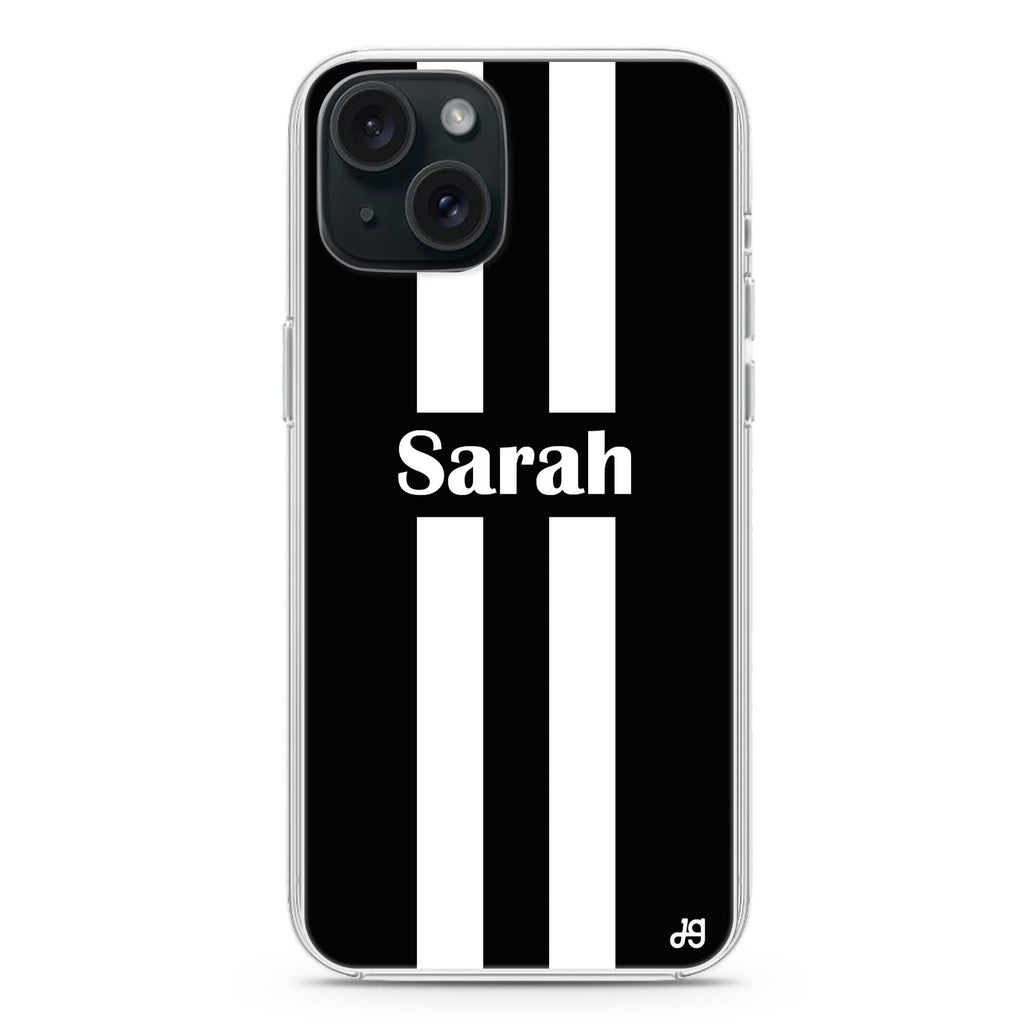 Black and white Stripes iPhone 15 Magsafe 兼容水晶透明保護殼