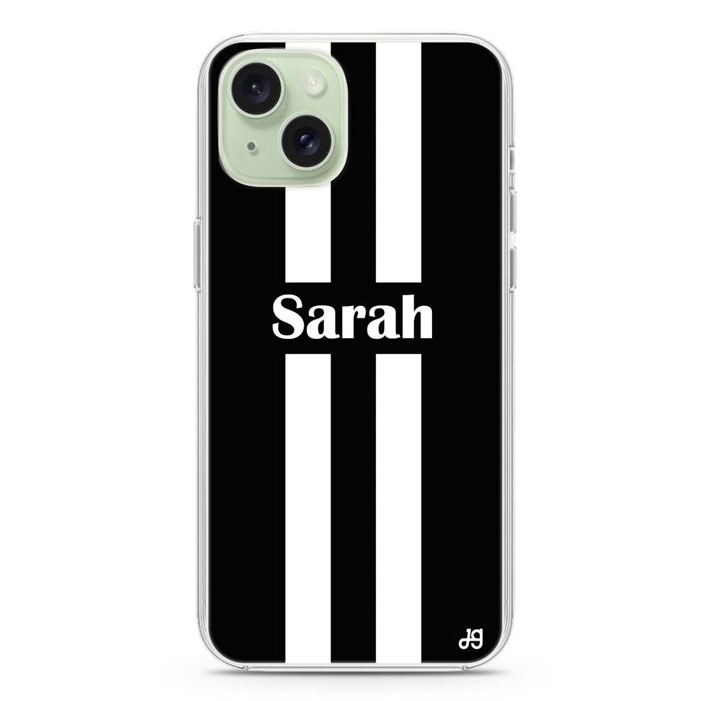 Black and white Stripes iPhone 15 plus 水晶透明保護殼
