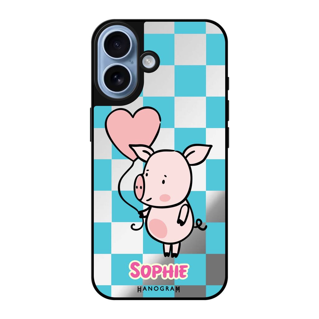 Reflective iPhone 16 Mirror Case –Sweet Pig Design