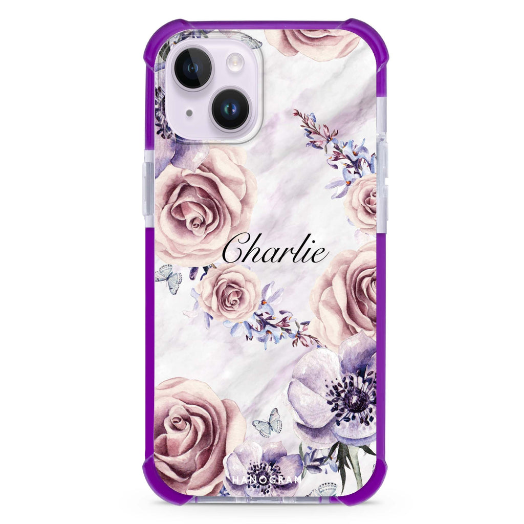 White Marble & Flower 超強防摔保護殼