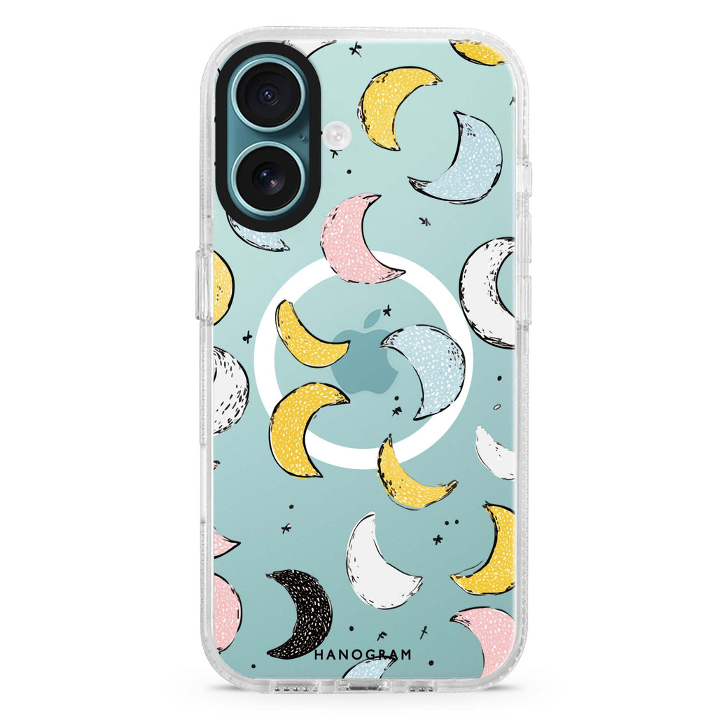 Dreamy Moon Doodles Magsafe 兼容水晶透明保護殼