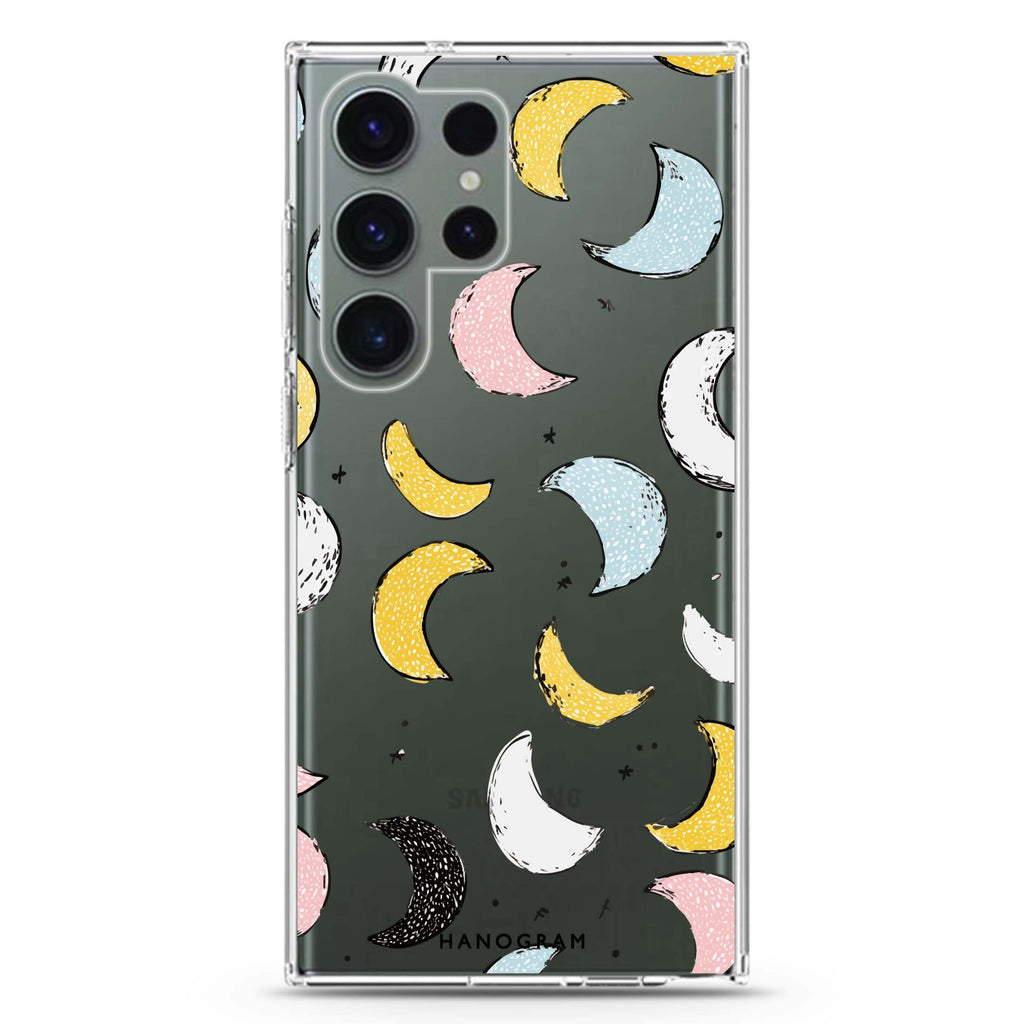 Dreamy Moon Doodles Samsung Galaxy Ultra 透明保護殼，適用 S26/S25/S24/S23 Ultra，圖1