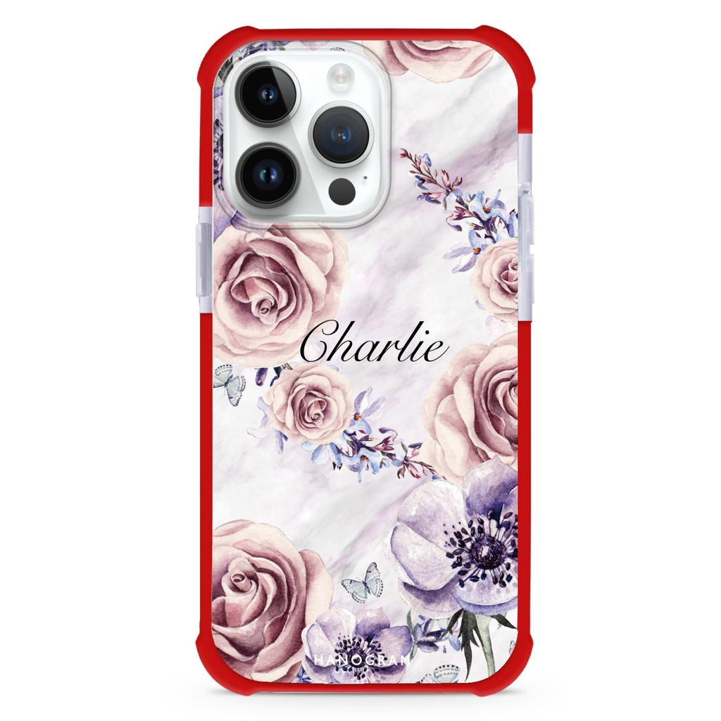 White Marble & Flower 超強防摔保護殼
