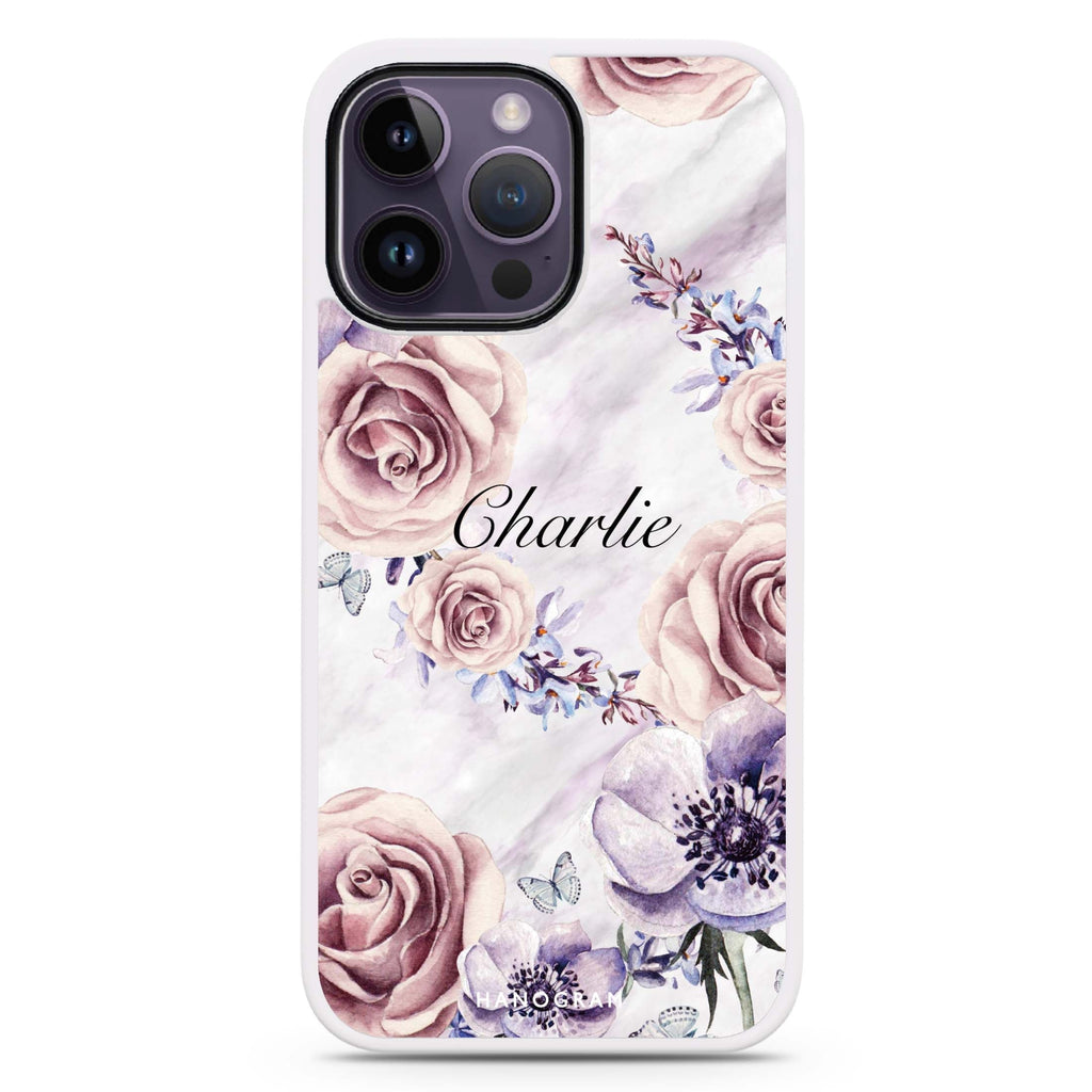 White Marble & Flower 防衝擊保護殼