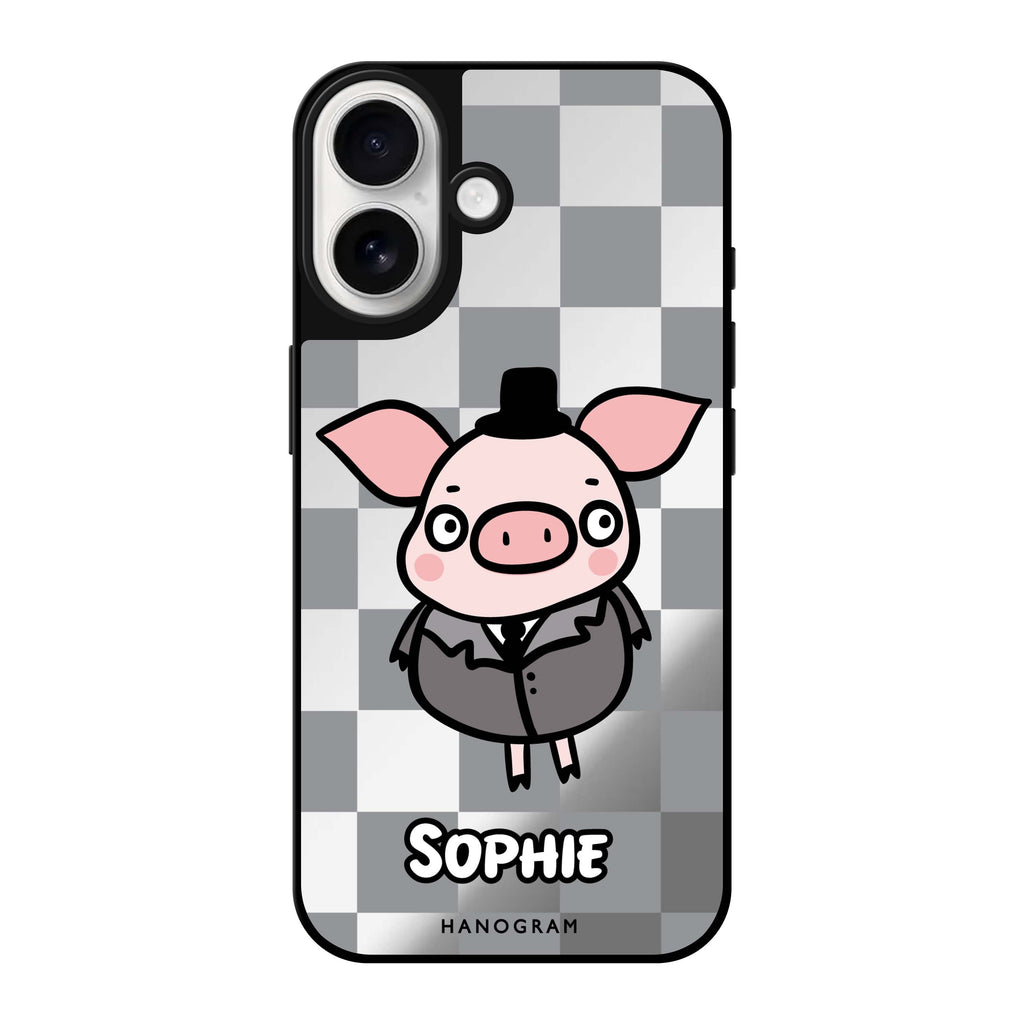 Reflective iPhone 16 Mirror Case –Handsome Pig Design