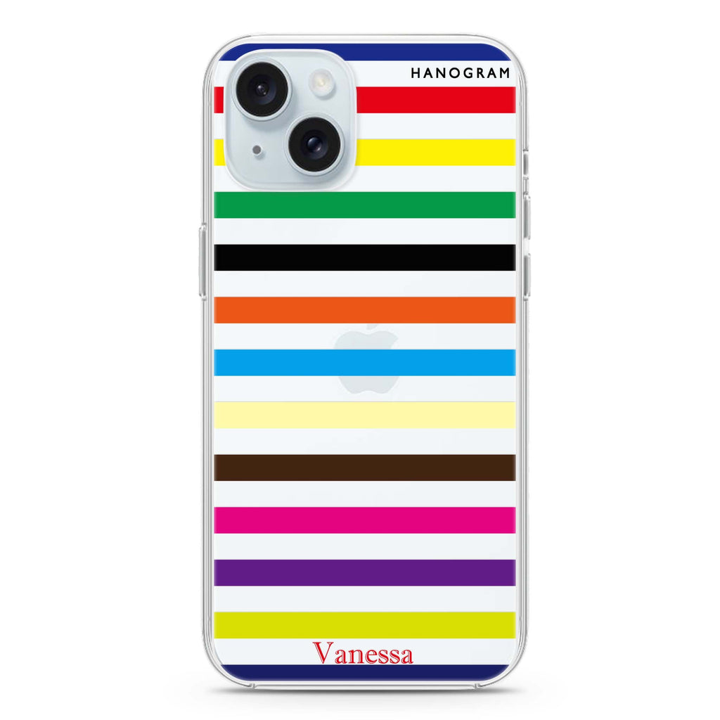colorful stripe iPhone 15 水晶透明保護殼