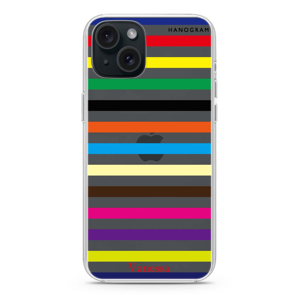 colorful stripe iPhone 15 plus 水晶透明保護殼
