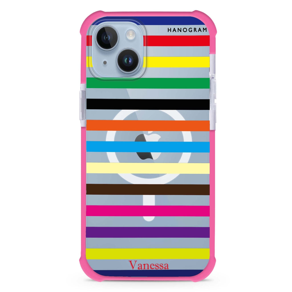 colorful stripe iPhone 15 Plus Magsafe 兼容超強防摔保護殼