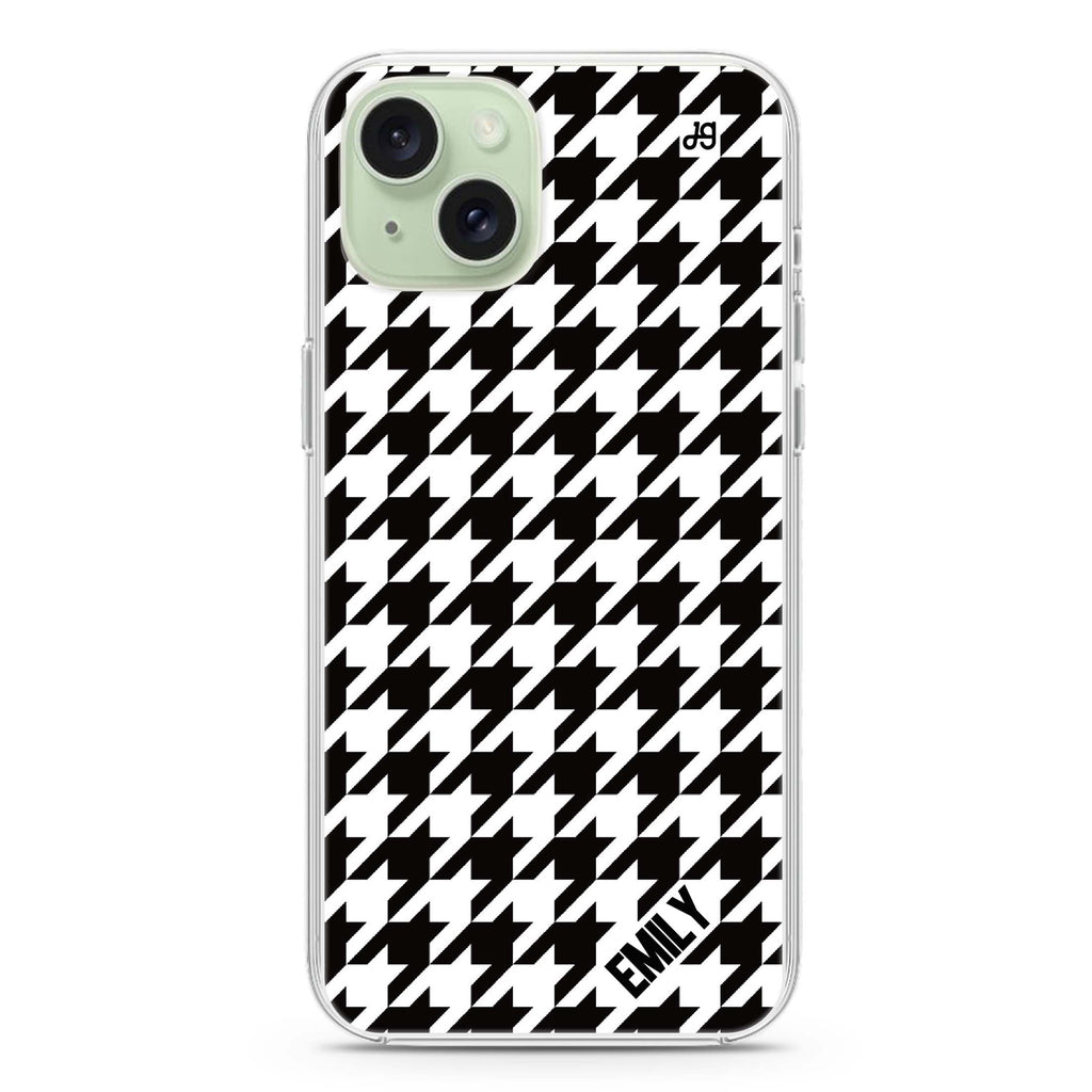 Houndstooth iPhone 15 Plus Magsafe 兼容水晶透明保護殼