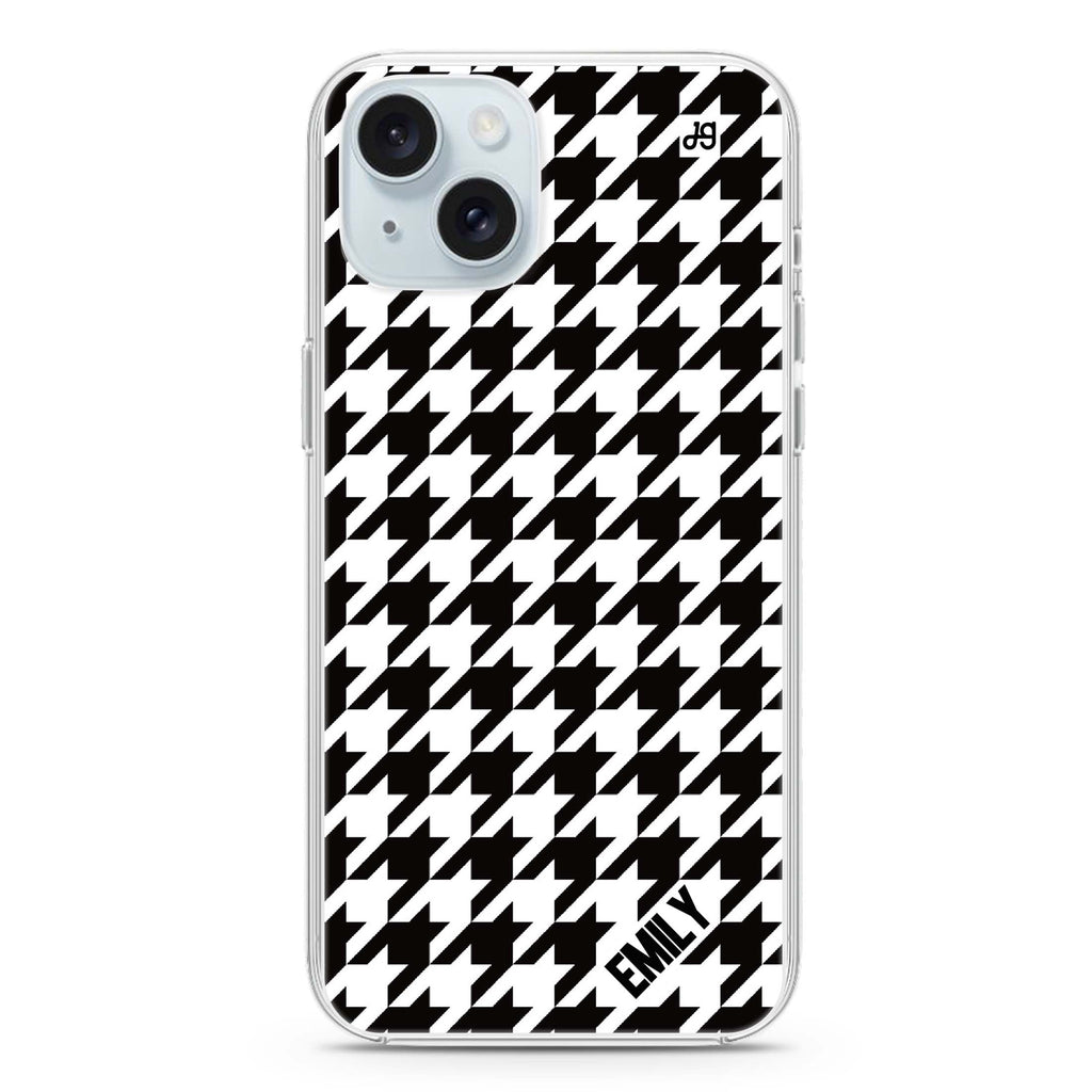 Houndstooth iPhone 15 Magsafe 兼容水晶透明保護殼