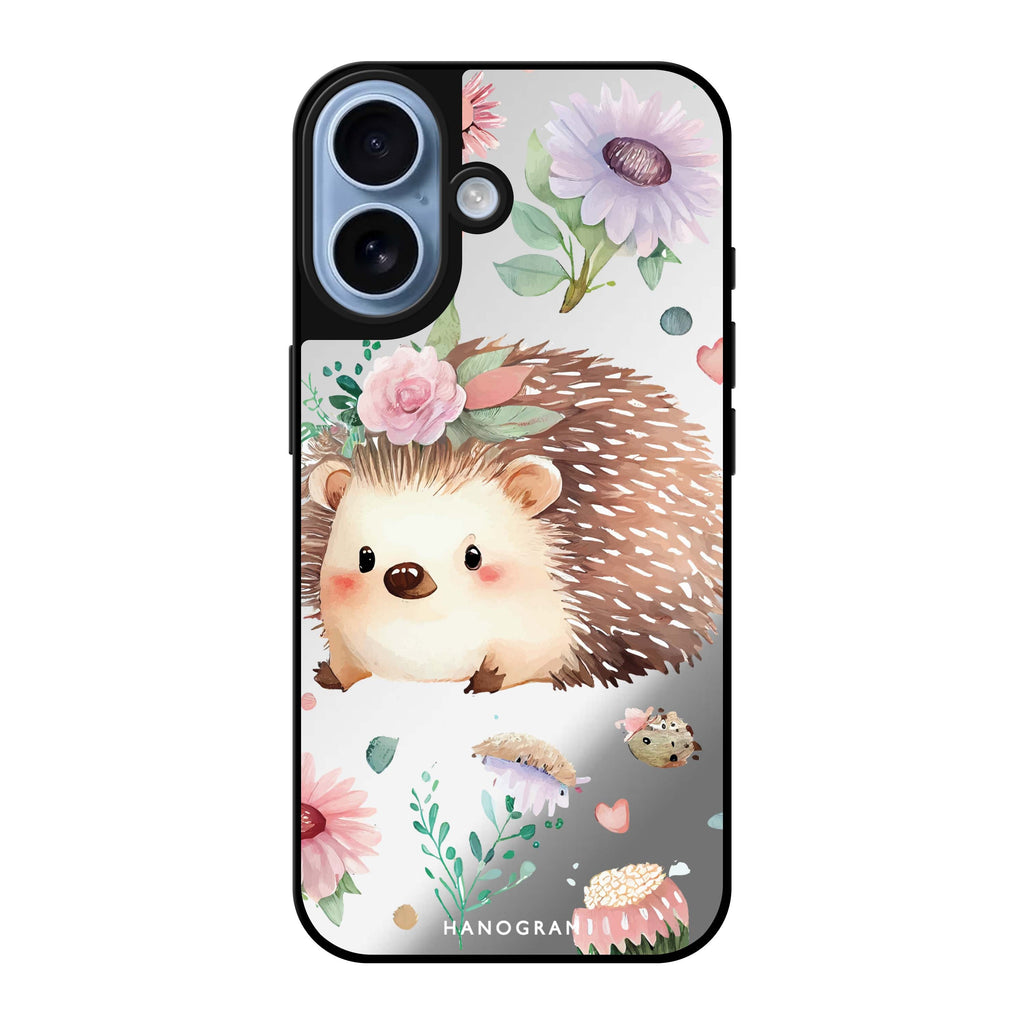 Reflective iPhone 16 Mirror Case –Hedgehog Design
