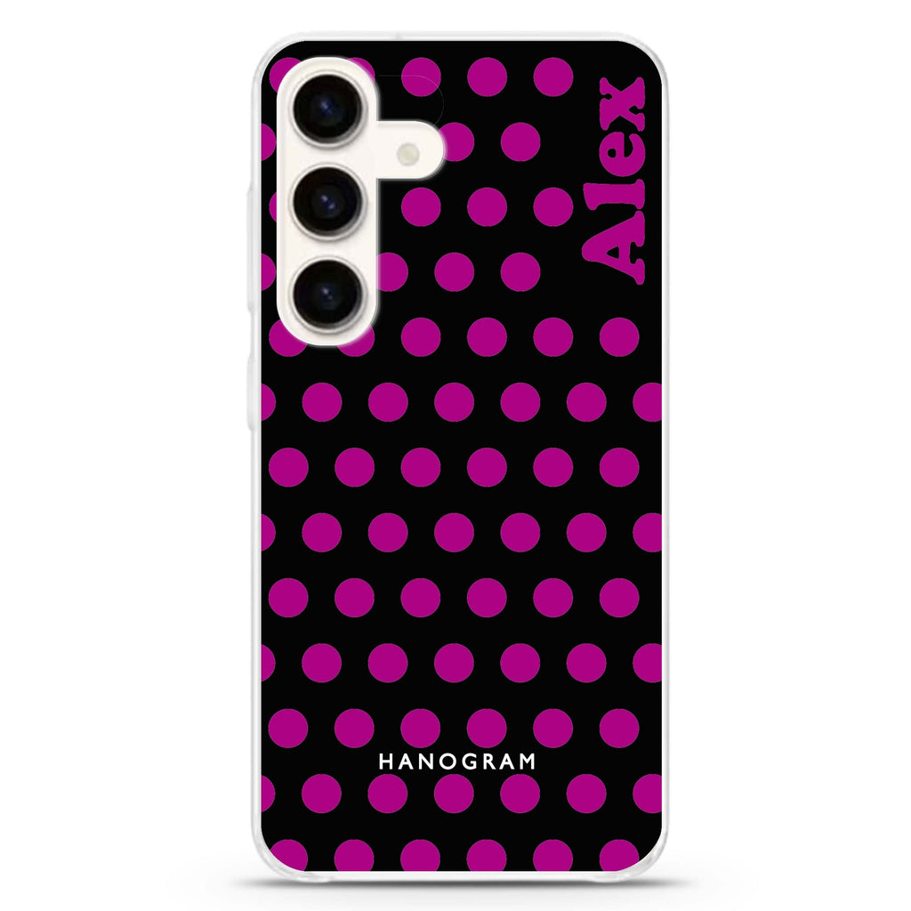 Wave Dots Samsung Galaxy S26/S25/S24 可加名字水晶透明保護殼正面展示