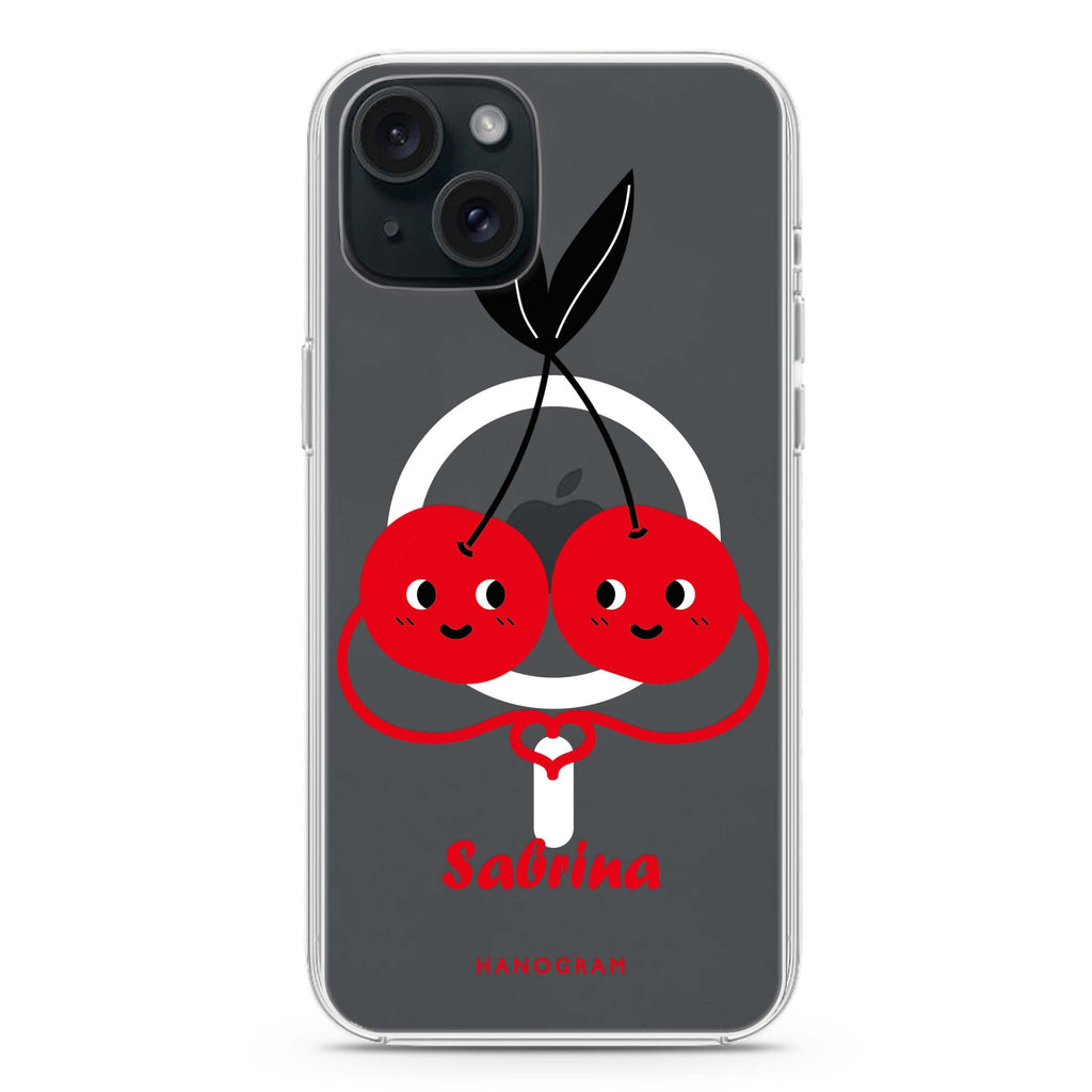 Lovely Cherries I iPhone 15 Magsafe 兼容水晶透明保護殼