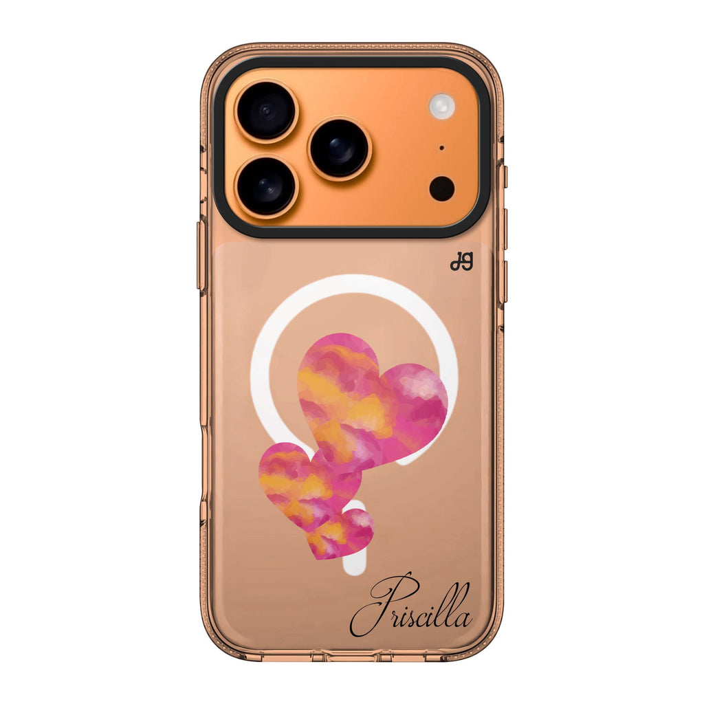 Red Hearts 款式 1 iPhone 17 Pro Max MagSafe 水晶透明保護殼 情人節設計設計 可自訂名字 圖1
