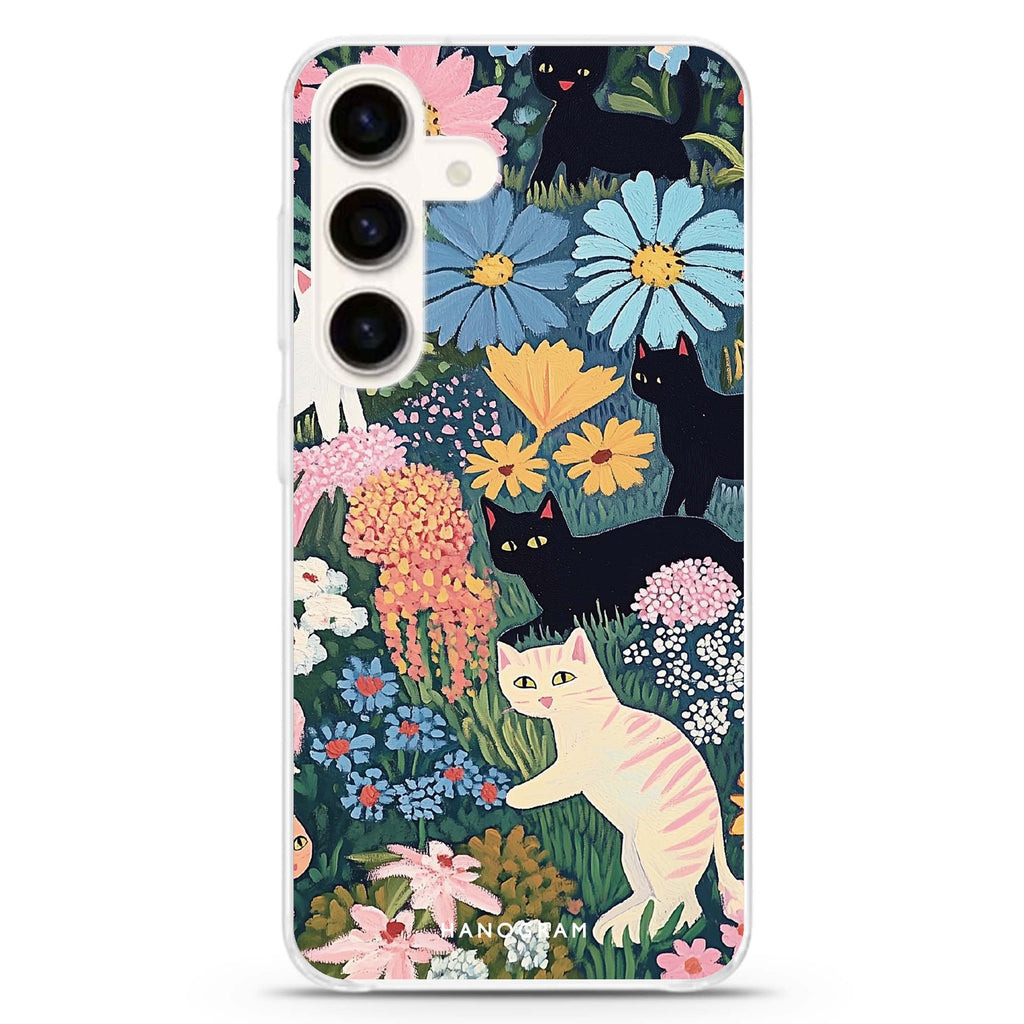 Garden Whimsy Samsung Galaxy S26/S25/S24 水晶透明保護殼正面展示
