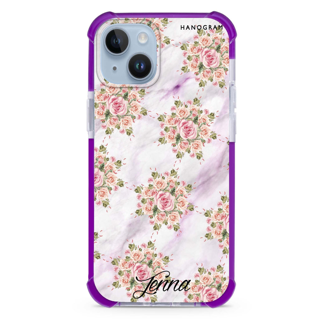 Floral & White Marble iPhone 15 Plus Magsafe 兼容超強防摔保護殼