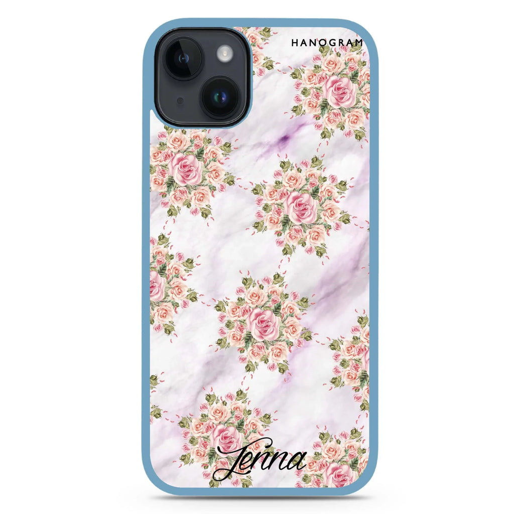 Floral & White Marble iPhone 15 Plus 防衝擊保護殼