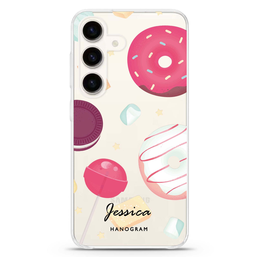 Taste of Candy Samsung Galaxy S26/S25/S24 可加名字水晶透明保護殼正面展示