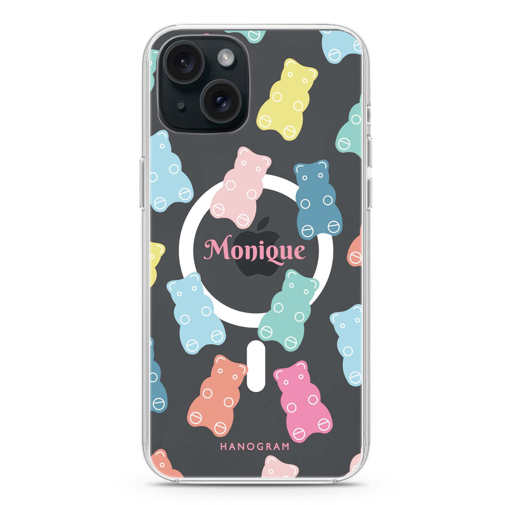 Sweet Dream Bear iPhone 15 Magsafe 兼容水晶透明保護殼
