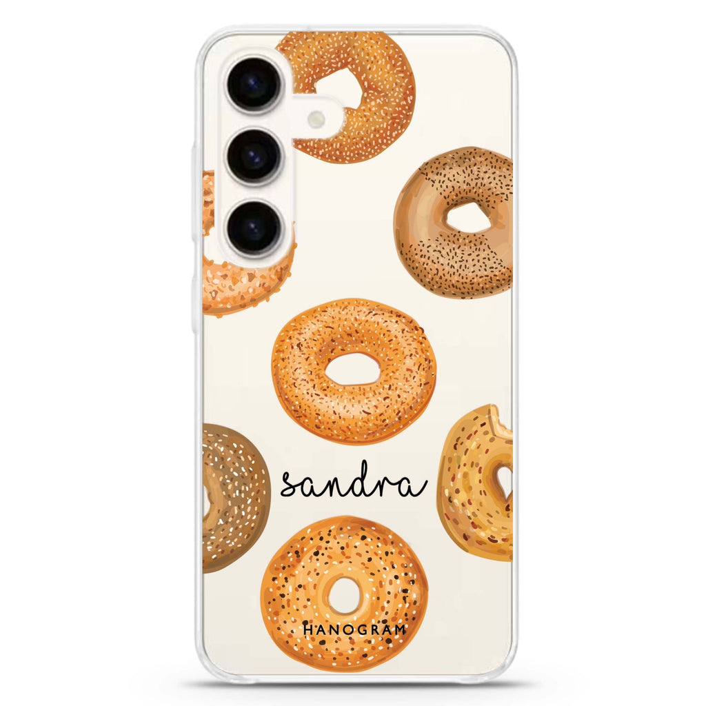 Delicious Donuts Samsung Galaxy S26/S25/S24 可加名字水晶透明保護殼正面展示