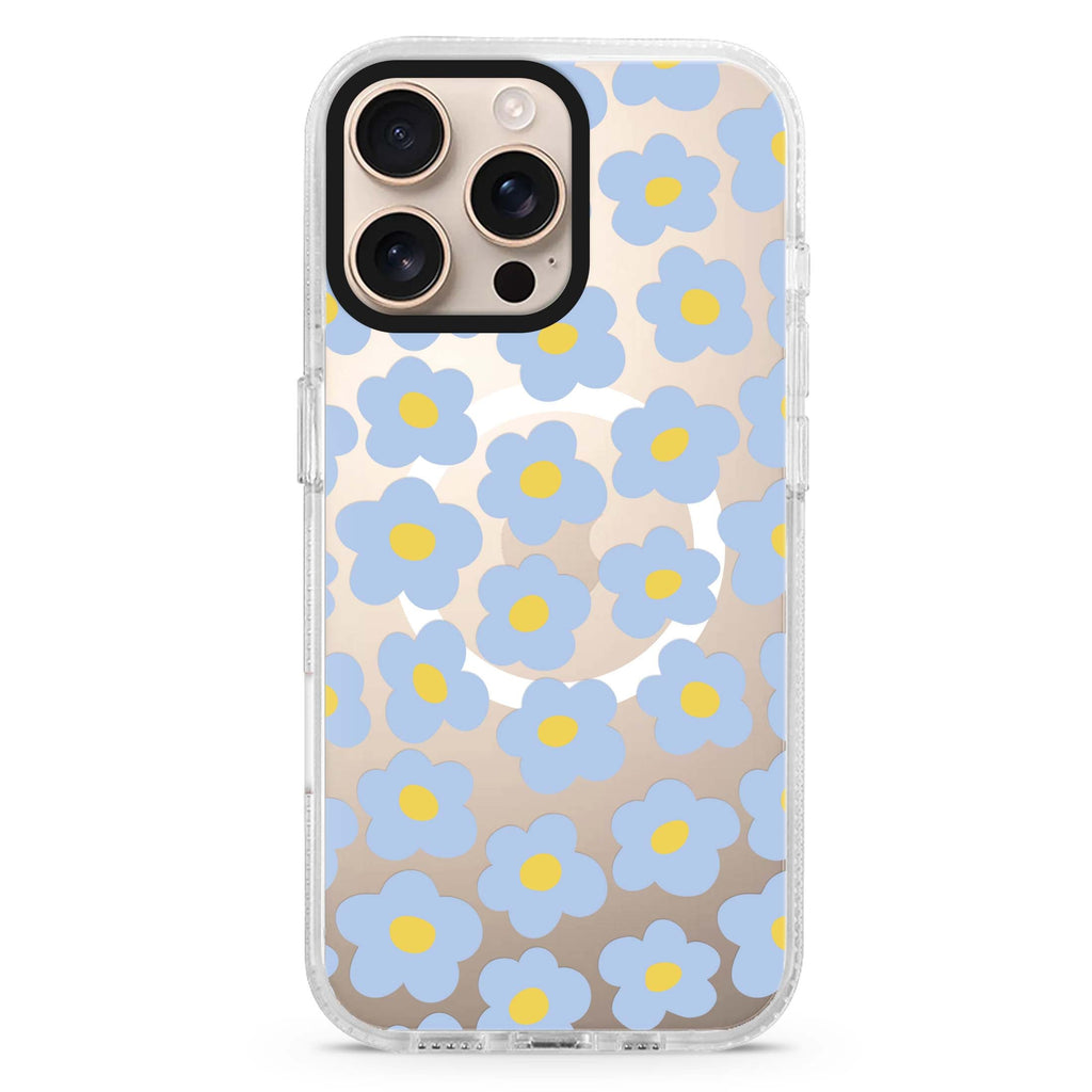 Flowers Pattern Magsafe 兼容水晶透明保護殼