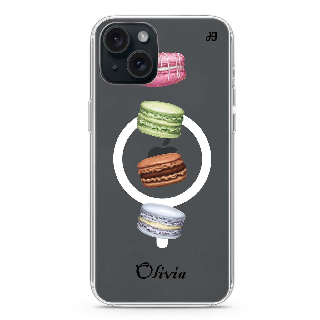 Delicious Macarons iPhone 15 Magsafe 兼容水晶透明保護殼