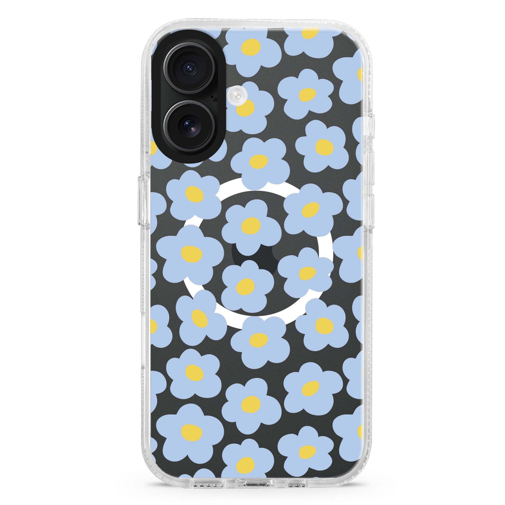 Flowers Pattern Magsafe 兼容水晶透明保護殼