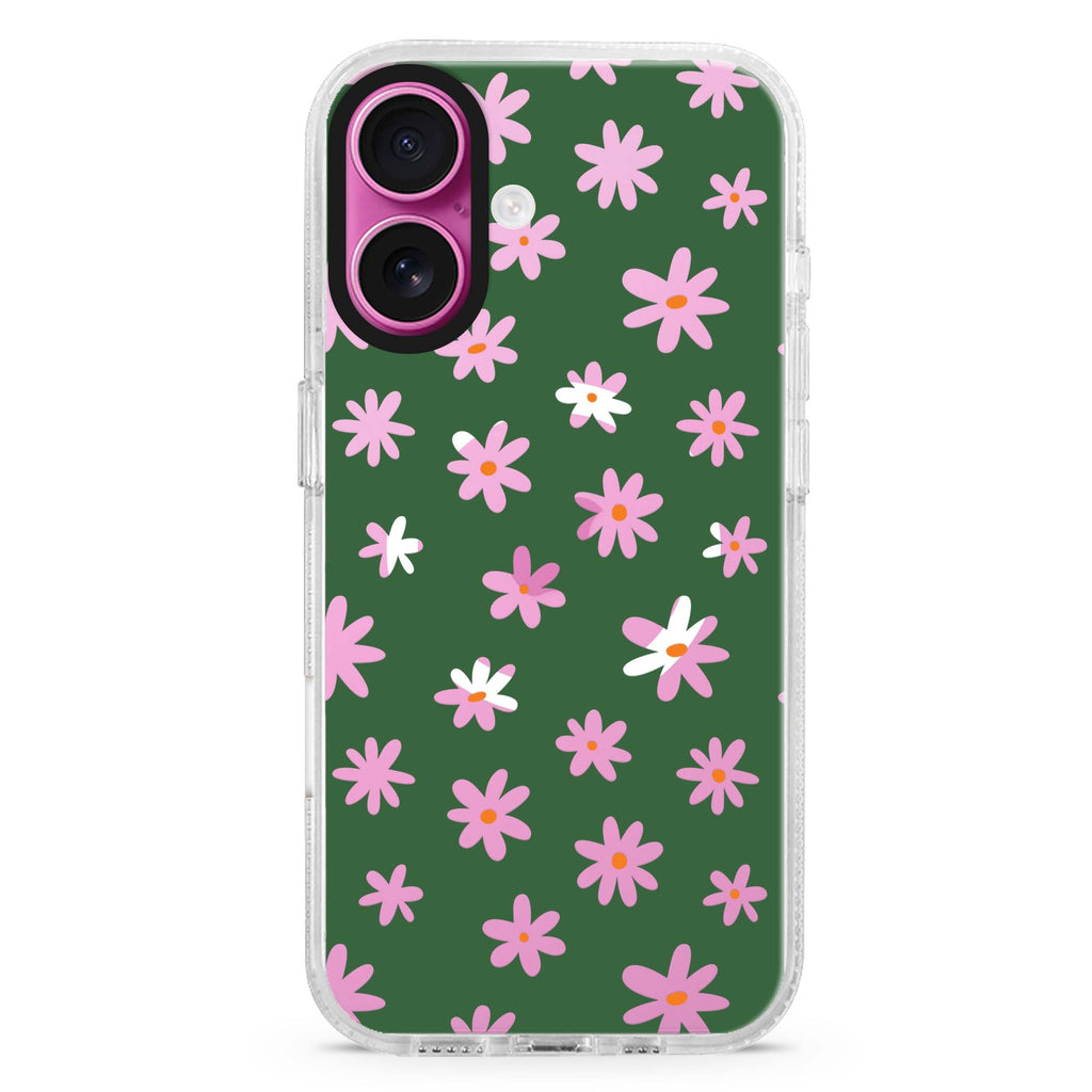 Flowers Pattern Magsafe 兼容水晶透明保護殼