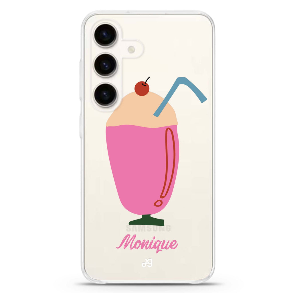 Ice cream Drinks Samsung Galaxy S26/S25/S24 可加名字水晶透明保護殼正面展示
