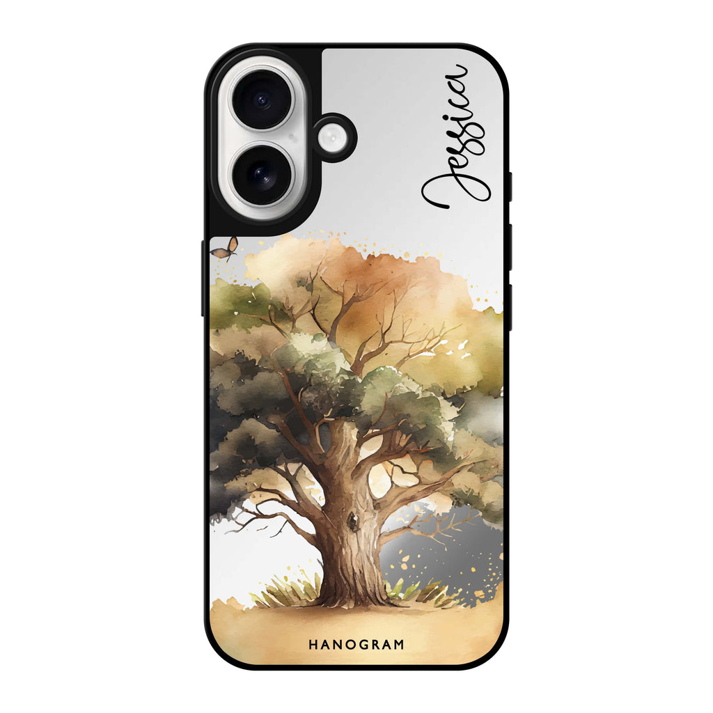 Reflective iPhone 16 Mirror Case –Tree Design