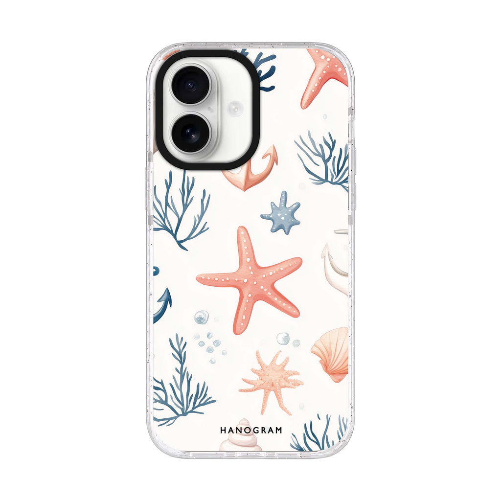 Seaside Sprinkles iPhone 17 水晶透明保護殼正面展示