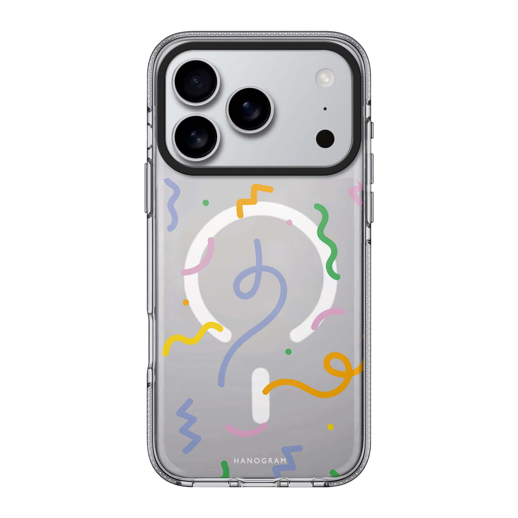 Abstract Doodles 款式 3 iPhone 17 Pro Max MagSafe 水晶透明保護殼 抽象圖案設計 圖1