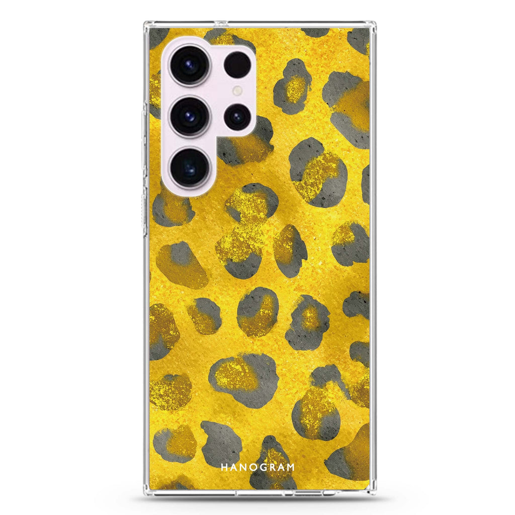 Golden Luxe Leopard Samsung Galaxy Ultra 透明保護殼，適用 S26/S25/S24/S23 Ultra，圖1