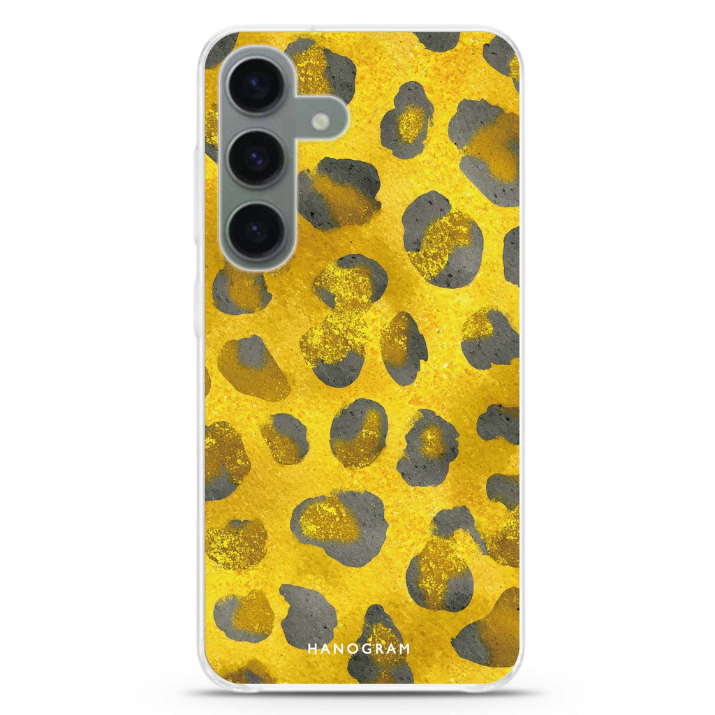 Golden Luxe Leopard Samsung Galaxy S26/S25/S24 水晶透明保護殼正面展示